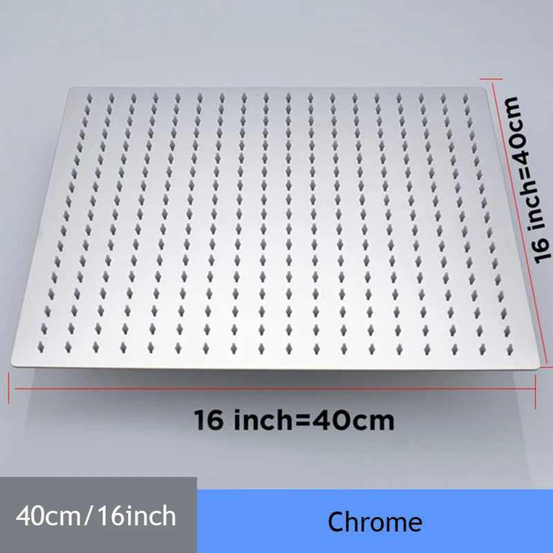 Shower Head 16 Inch Premium Rainfall Square Stainless Chrome