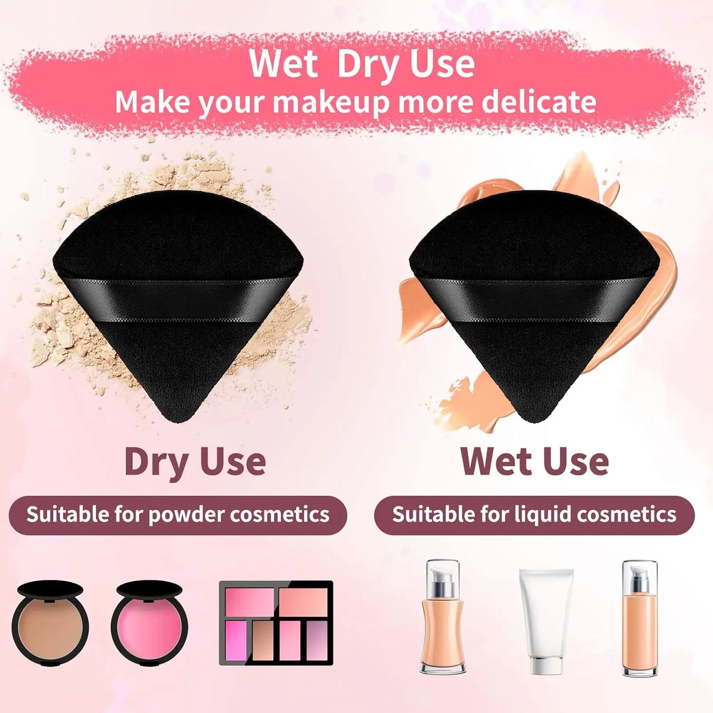 150 Pcs Powder Puff Face Soft Triangle Makeup Puff