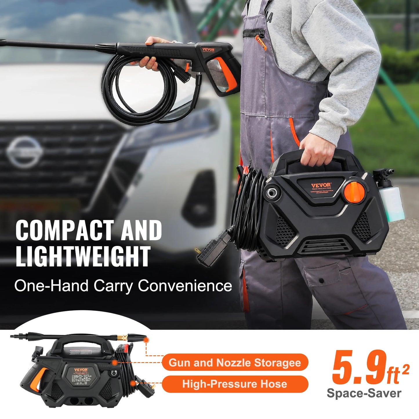 SucceBuy Electric 2150 PSI 1.85 GPM Foam Cannon 5 Nozzles