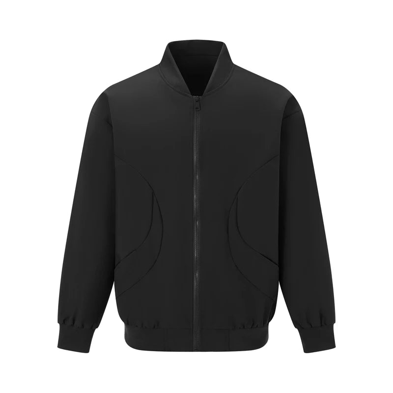 Men's Long Sleeve Baseball Jacket Solid Color Zip Up Coat