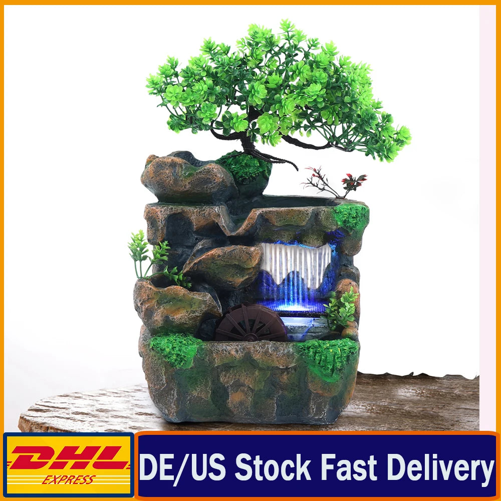 Indoor Room Fountain With Color Changing LED Lighting