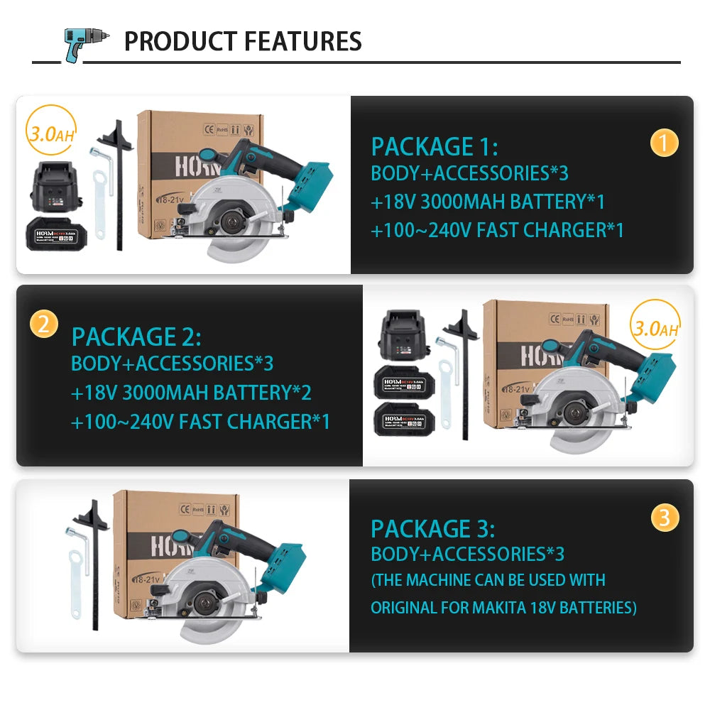125mm Brushless Mini Circular Saw Cordless 0 to 45 Degree