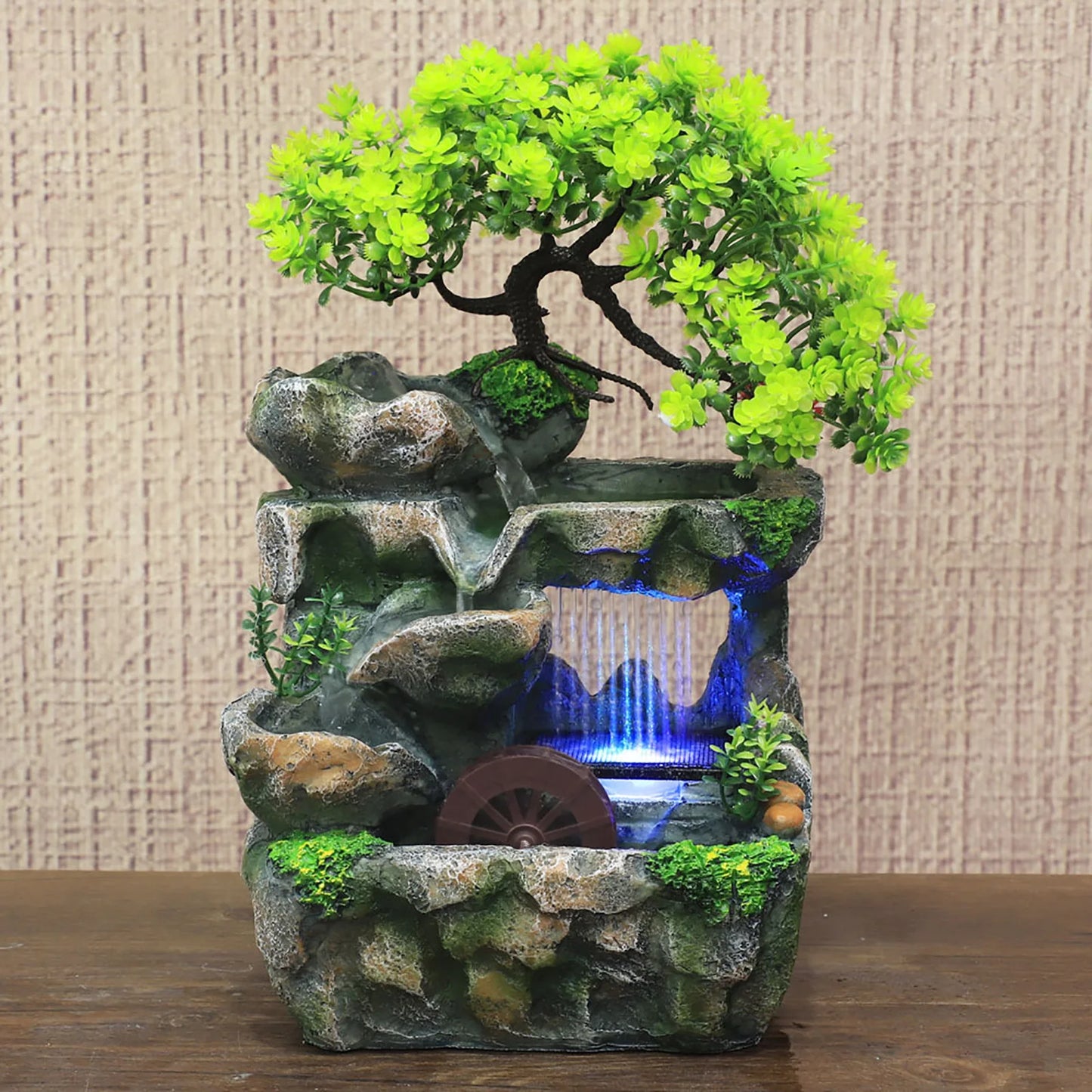 Indoor Room Fountain With Color Changing LED Lighting