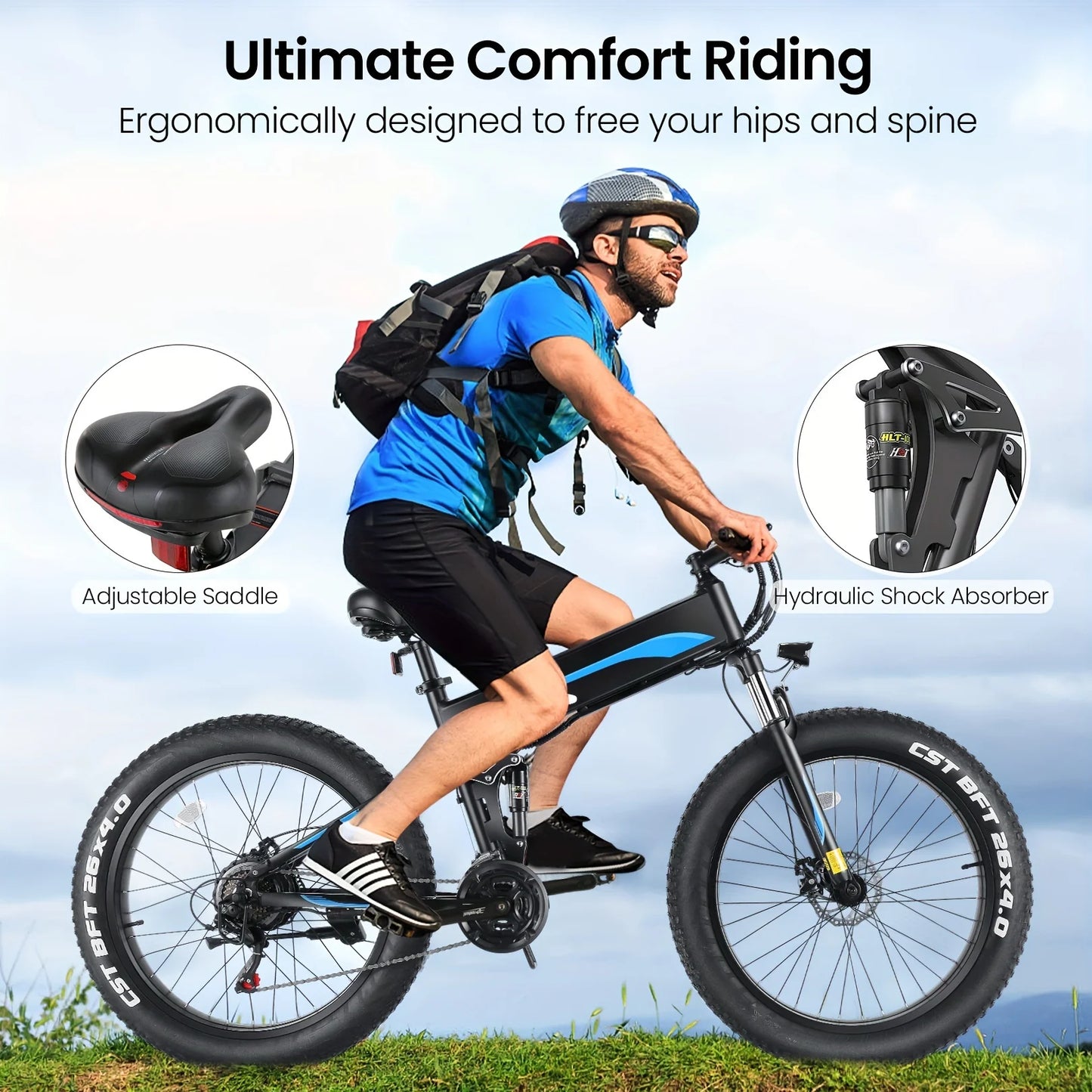 Fat Tire 26 Inch Foldable Electric Bike 500W Brushless Motor