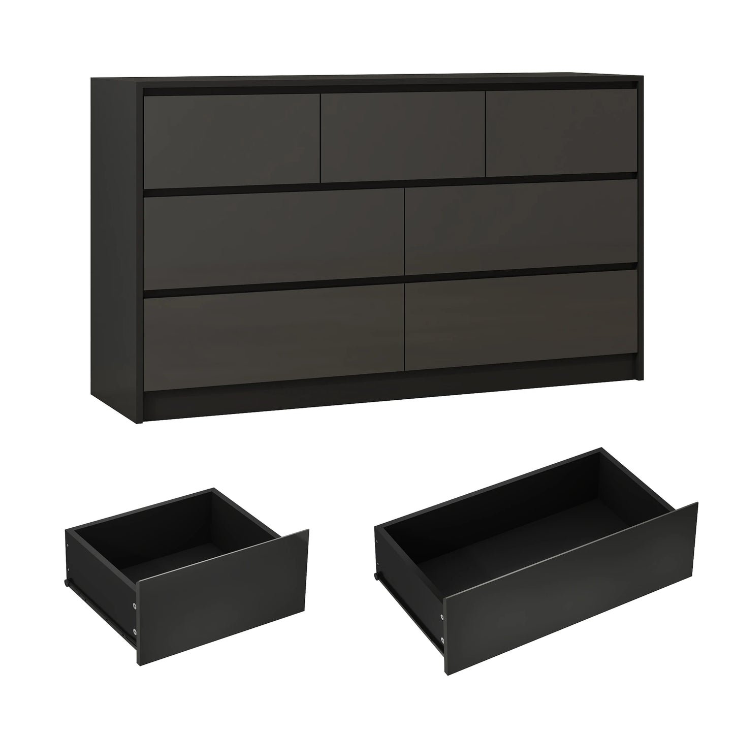 7 Drawer Dresser for Bedroom, 55 Inch Modern Chest