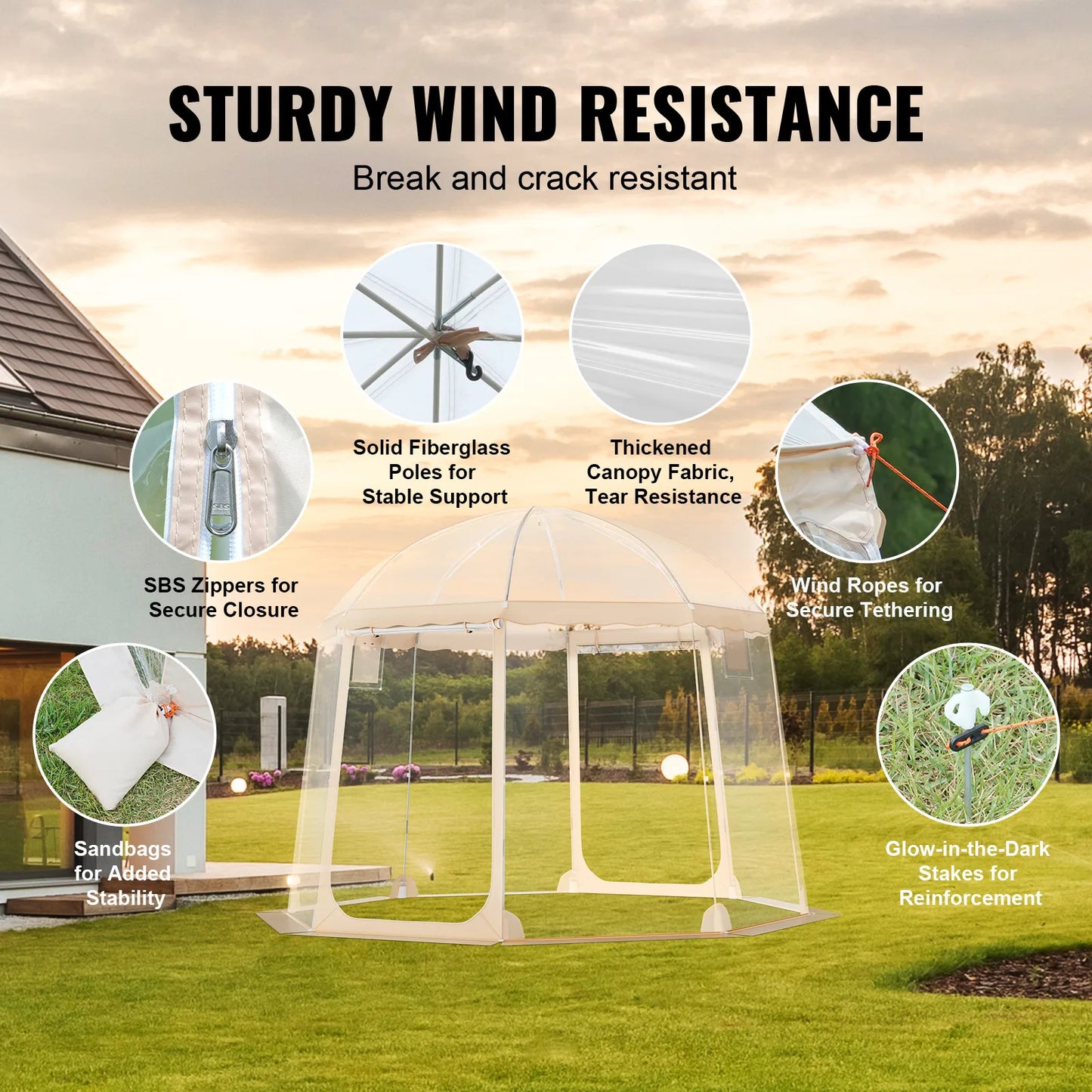 Instant Pop Up Clear Bubble Weatherproof Tent 4 To 8 People