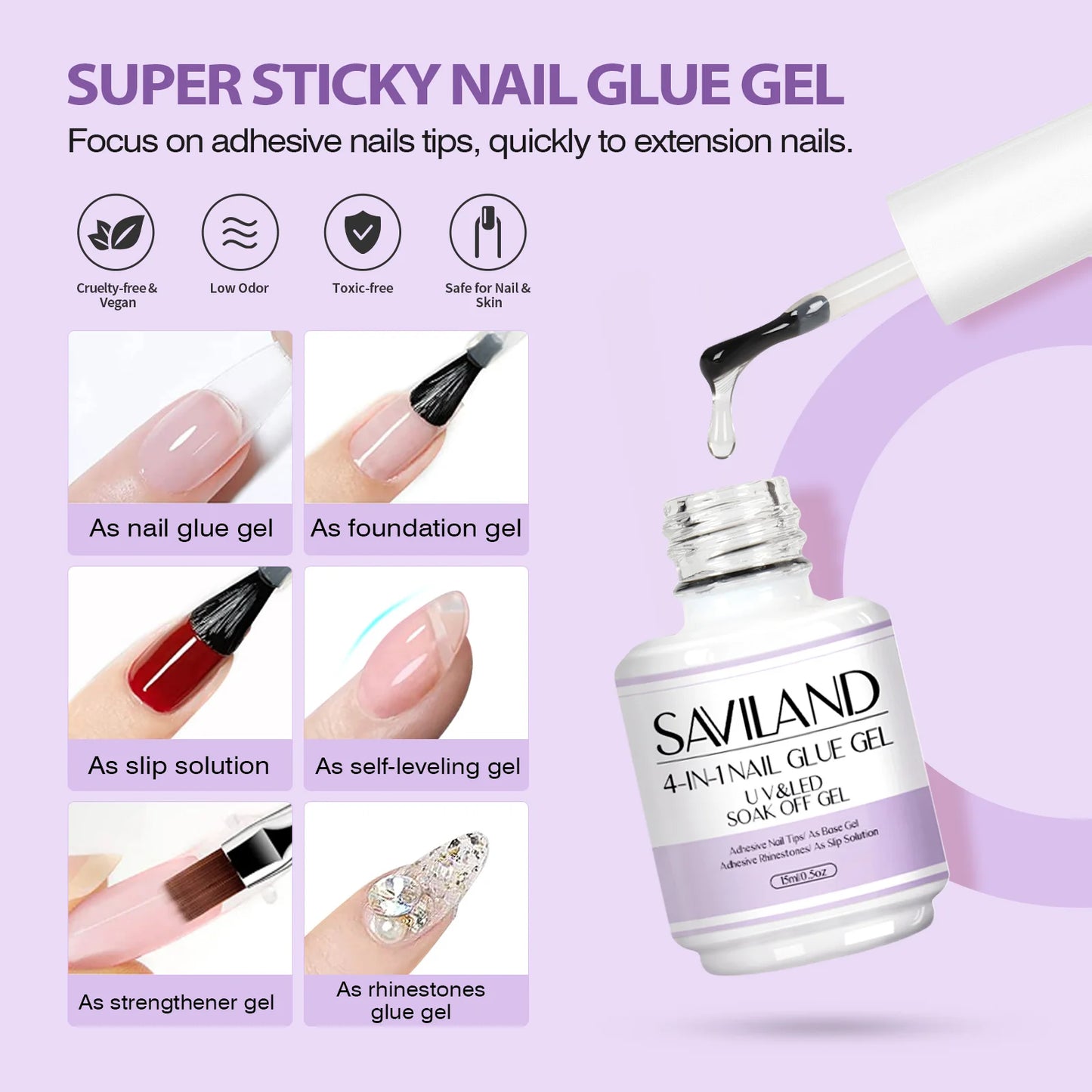 SAVILAND Gel X Nail Kit 500pcs Long Coffin Nail Tips