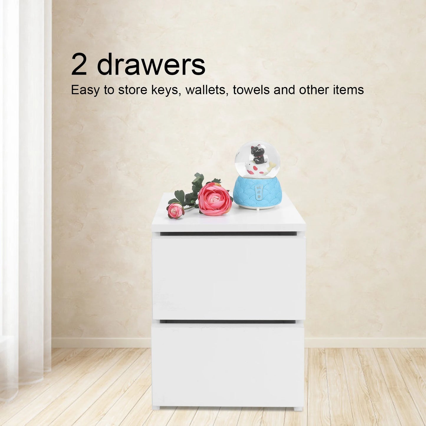 Bedside Table with 2 Drawers Modern Night Stand Table