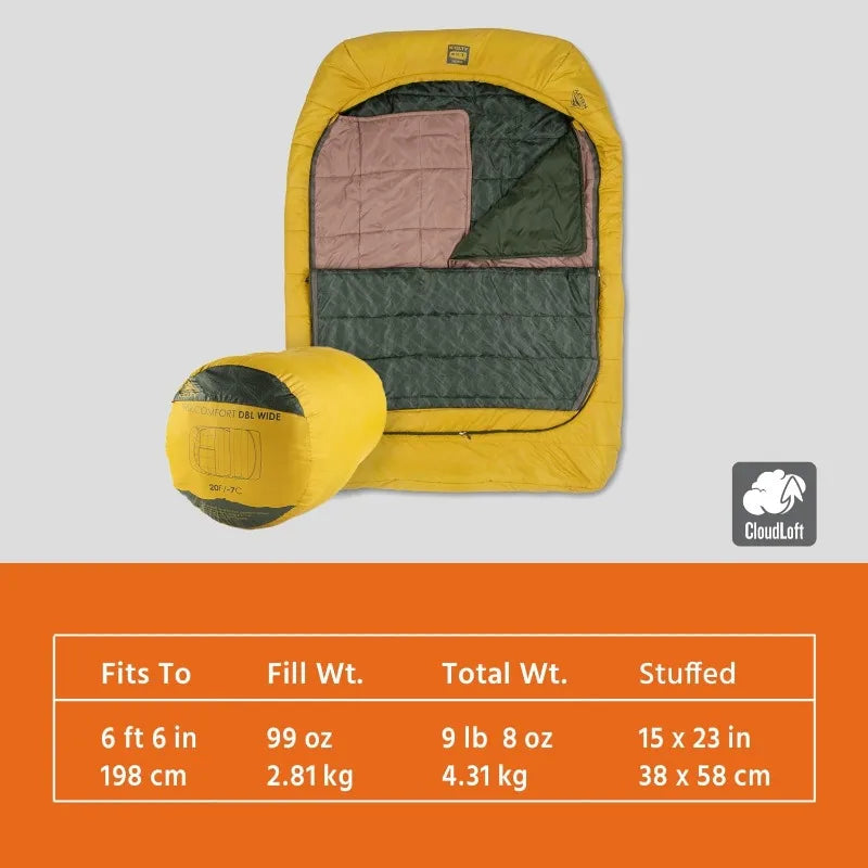 Kelty Tru Comfort Doublewide 20 Degree Sleeping Bag Two Person Synthetic Camping Bag for Couples and Family Adventures