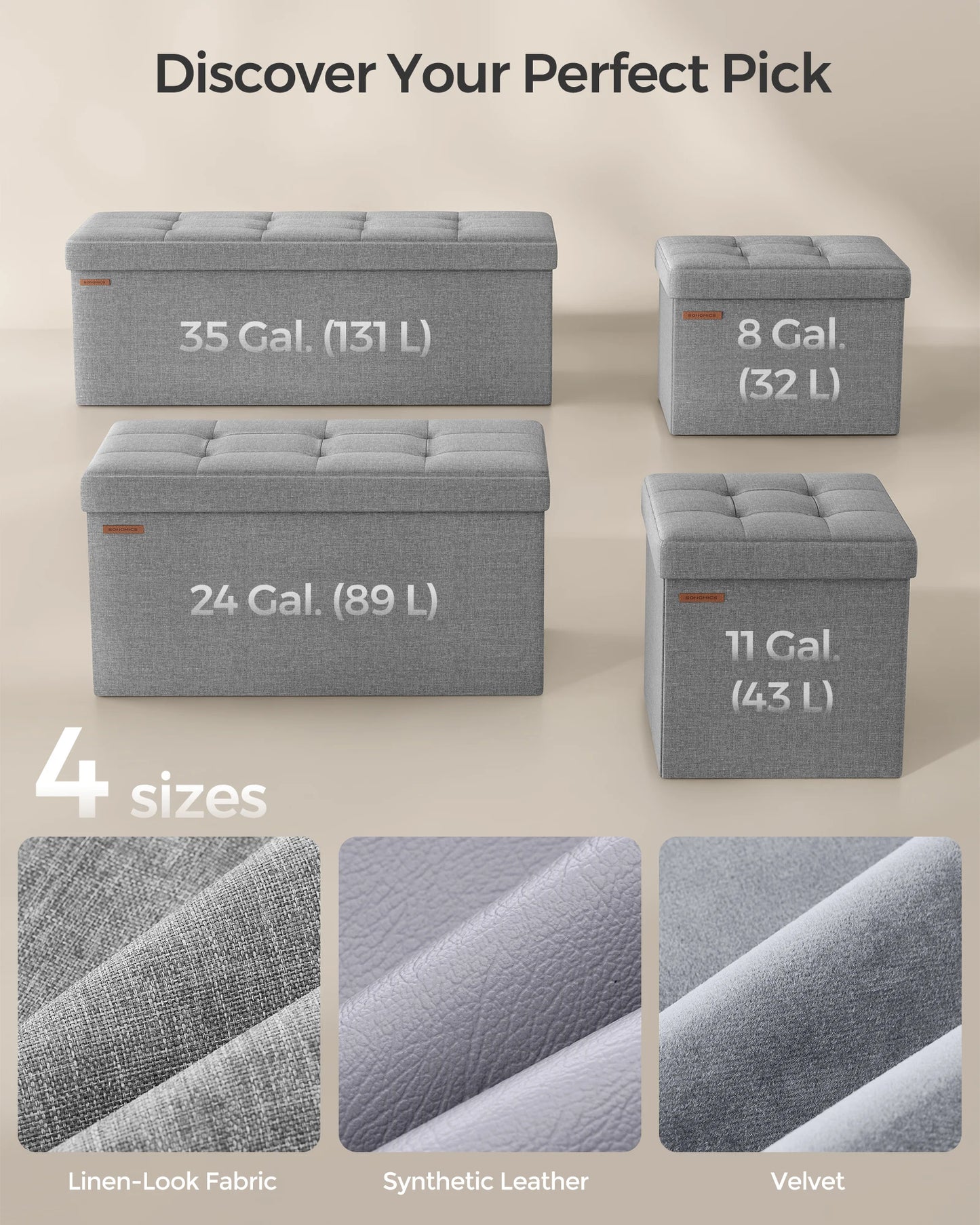 Songmics Small Folding Storage Ottoman Foot Rest Stool
