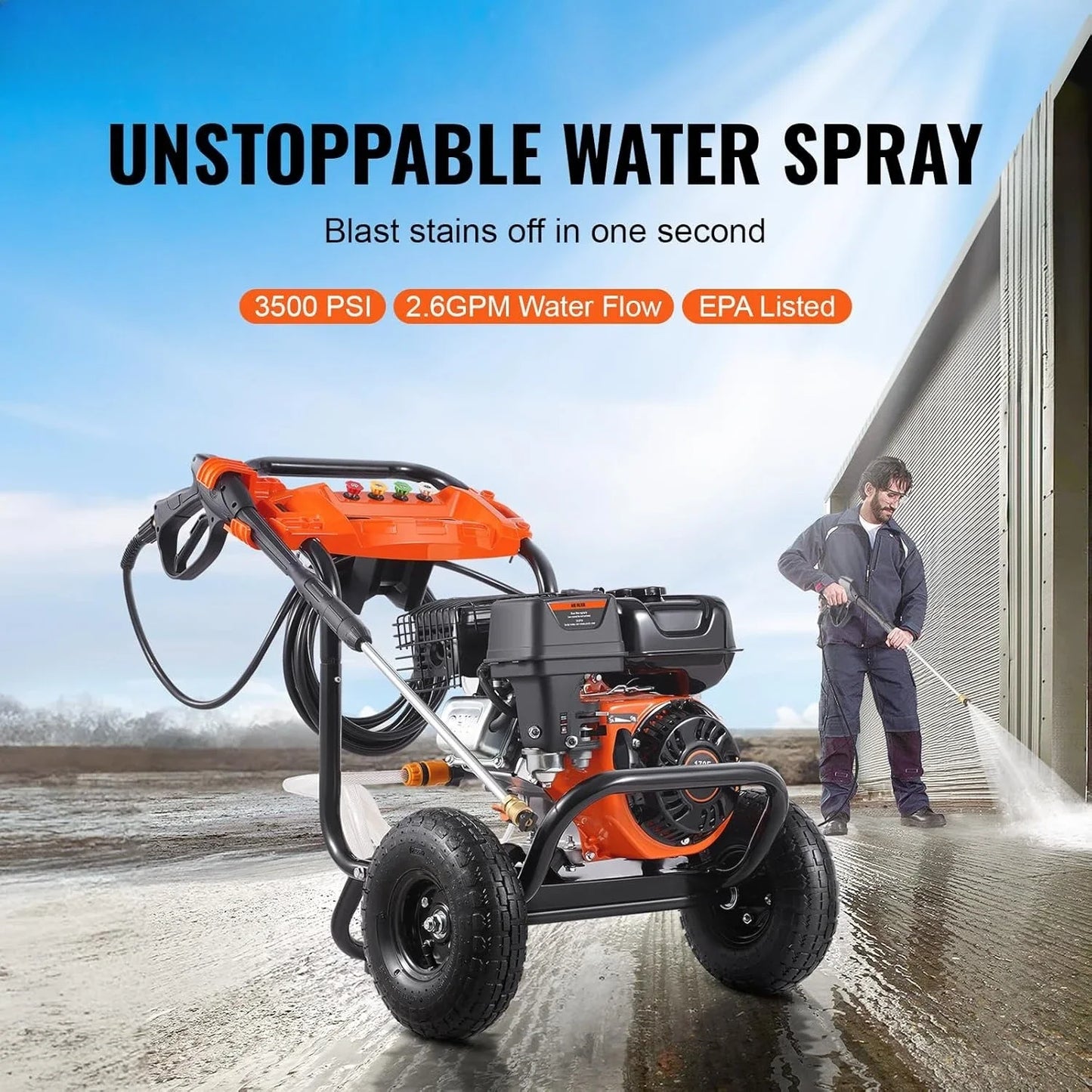 Gas Pressure Washer 3500 PSI 2.6 GPM Aluminum Pump Spray Gun