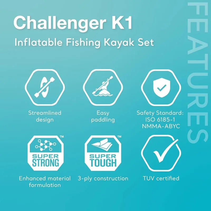 Intex Challenger Inflatable Kayak Series with Deluxe 86 Inch Kayak Paddles and High Output Pump Super Strong PVC