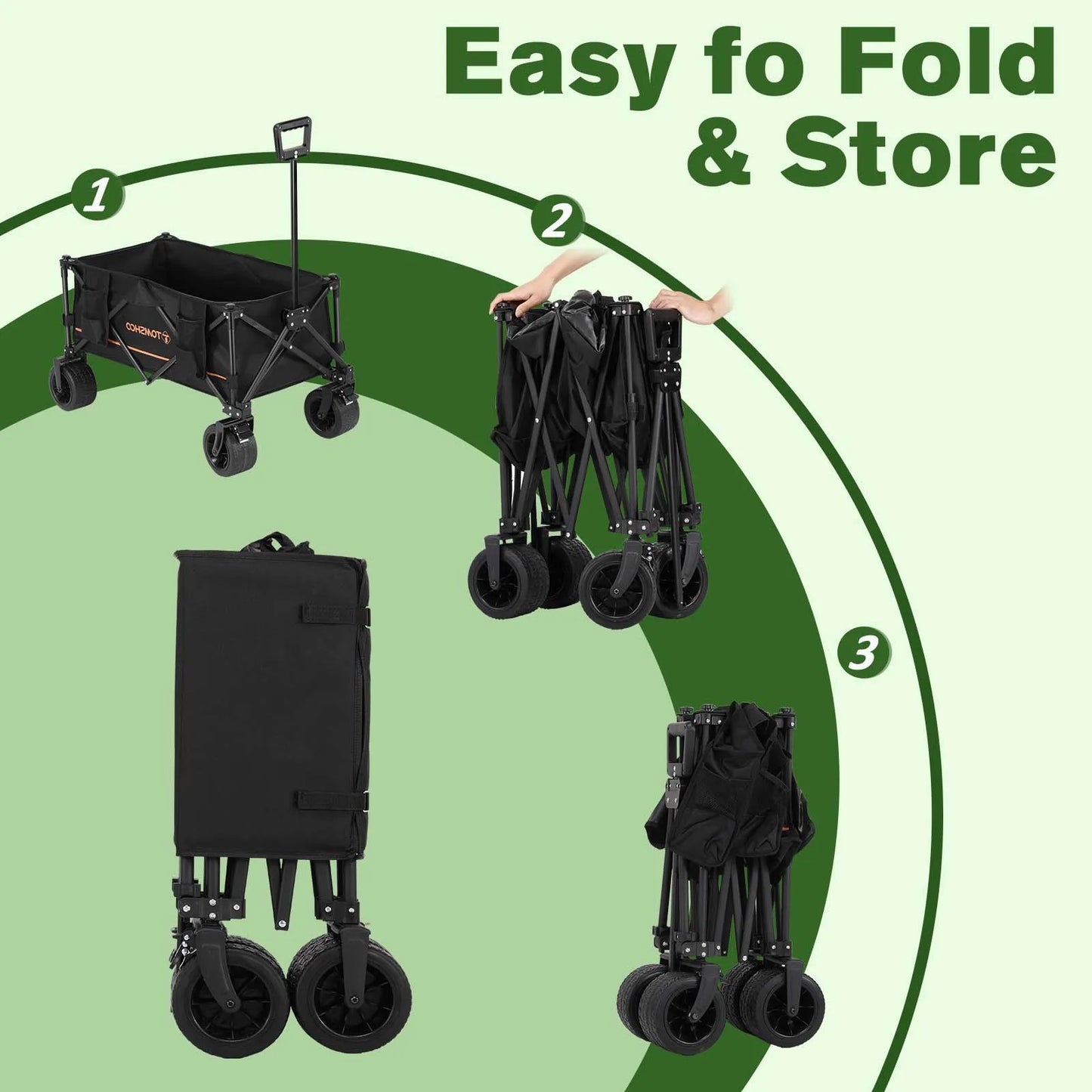 Tomshoo Collapsible Folding Wagon Cart Portable Large Capacity Camping Wagon All Terrain Foldable Wagon Heavy Duty Utility Wagon