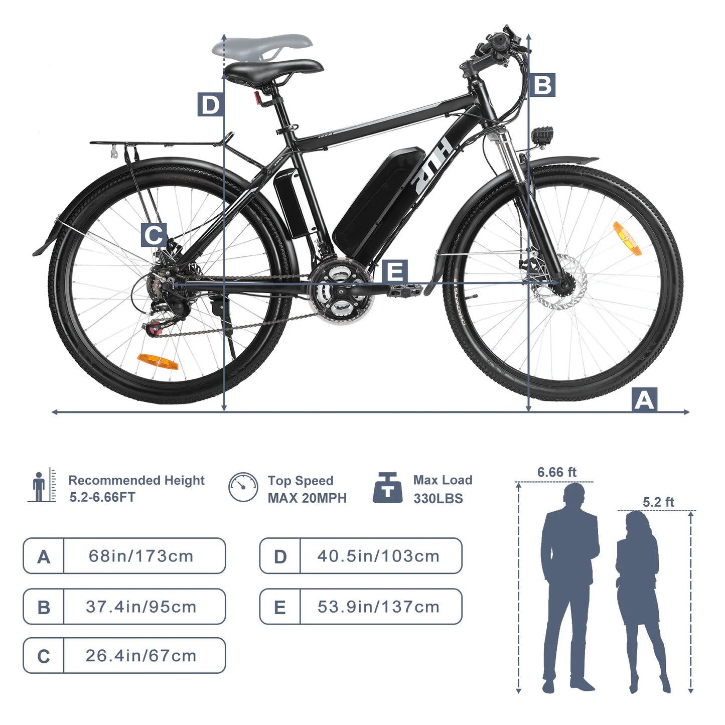 1000W 48V Electric Mountain Bike 26 Inch Removable Battery