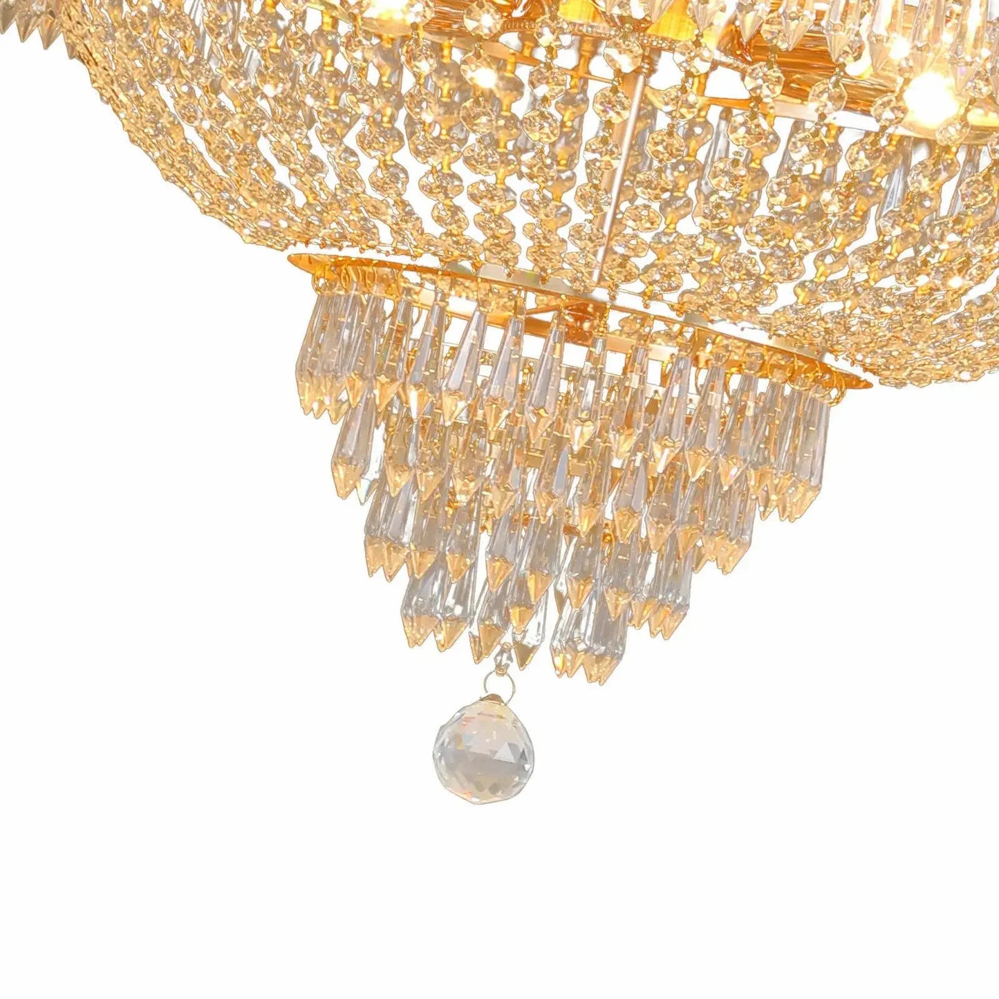 Modern Gold Crystal Chandelier 30in High 24in Dia Pendant