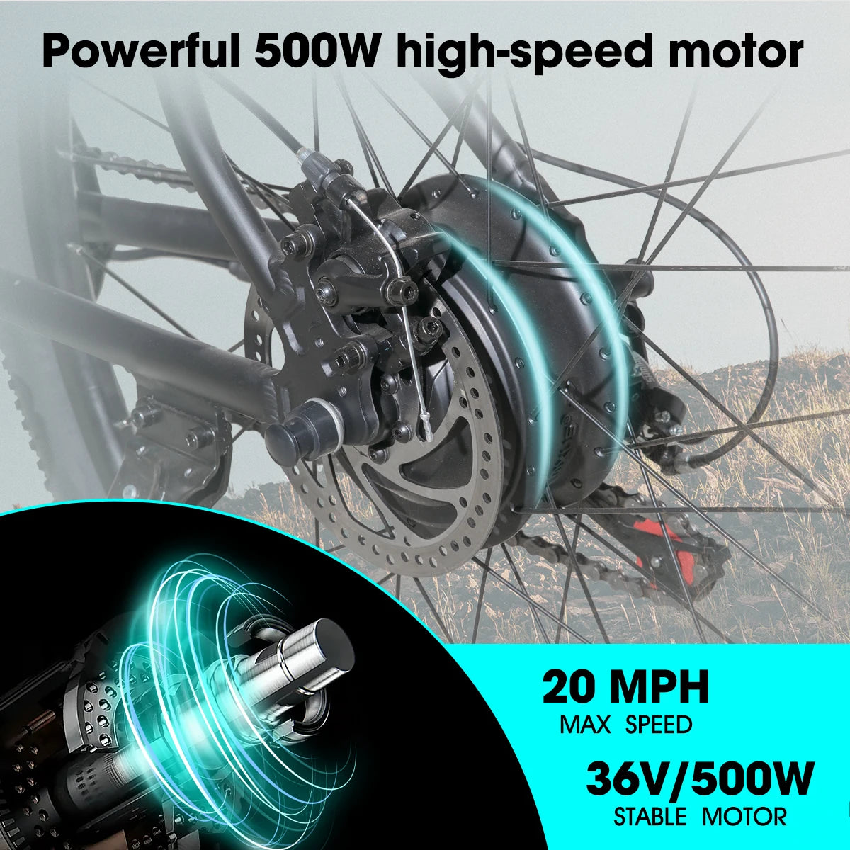 HILAND Electric Bike for Adults 26 Inch 500W Ebike