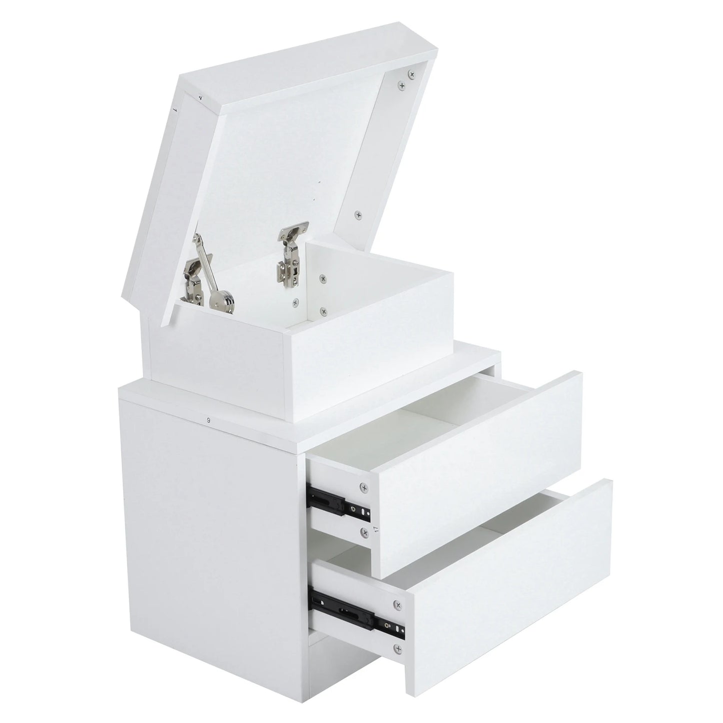 Bedside Desk Bedroom LED Nightstand Cabinet with 2 Drawers