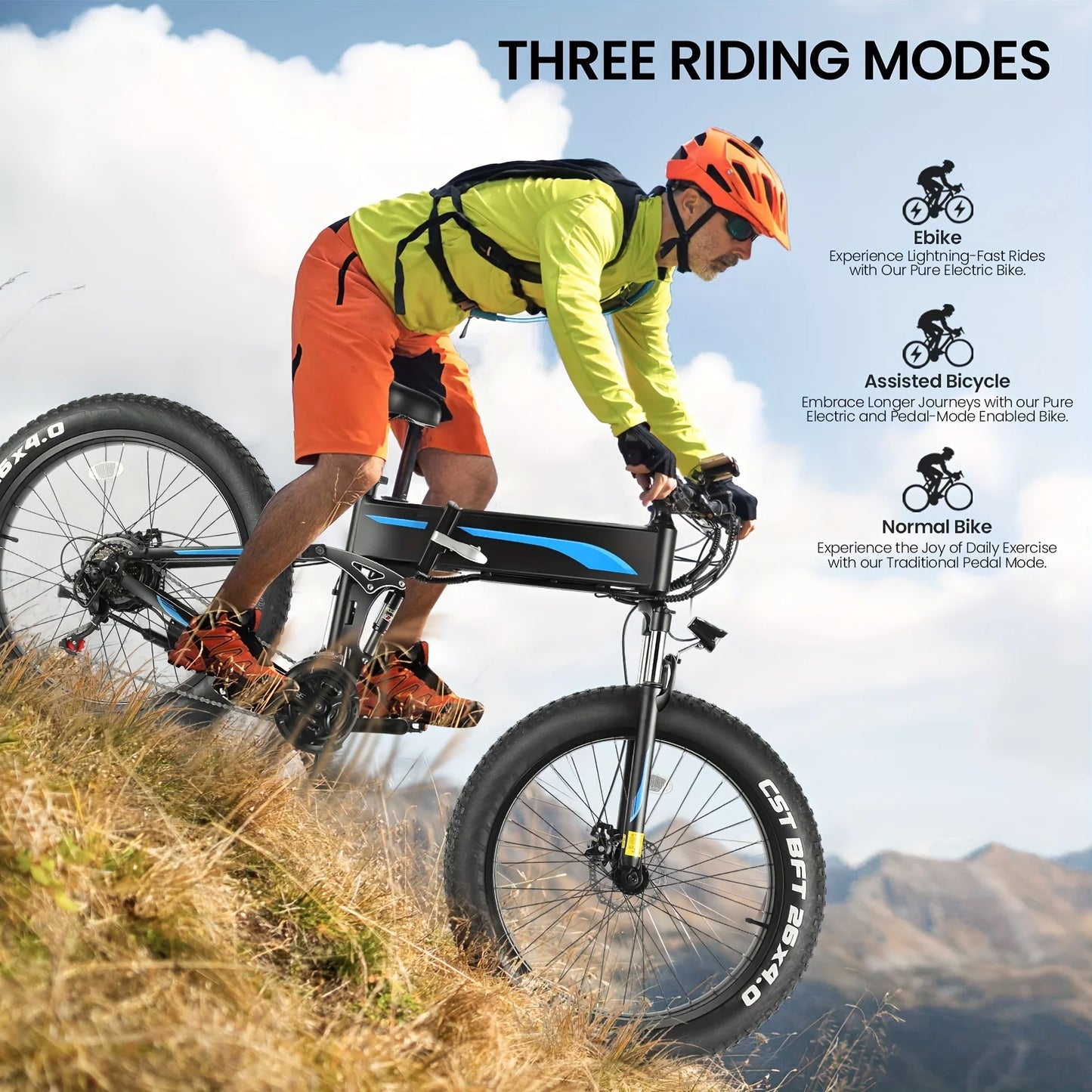 Fat Tire 26 Inch Foldable Electric Bike 500W Brushless Motor