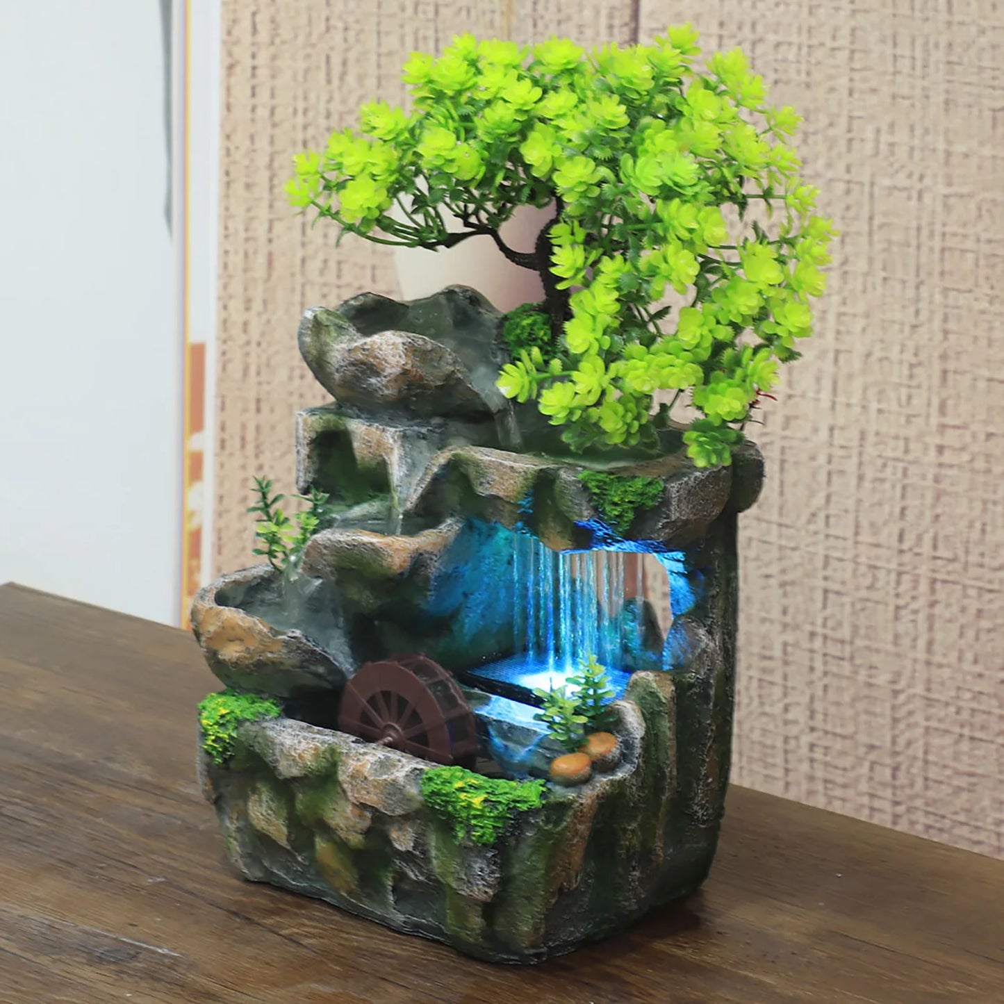 Indoor Room Fountain With Color Changing LED Lighting
