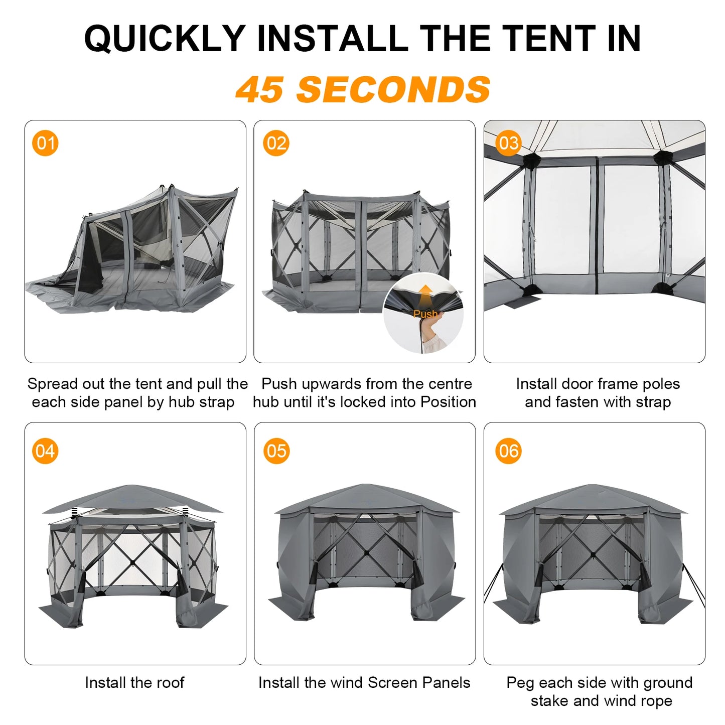 Pop Up Gazebo Screen Tent 12x12ft Outdoor Screened Gazebo with Removable Roof for Camping