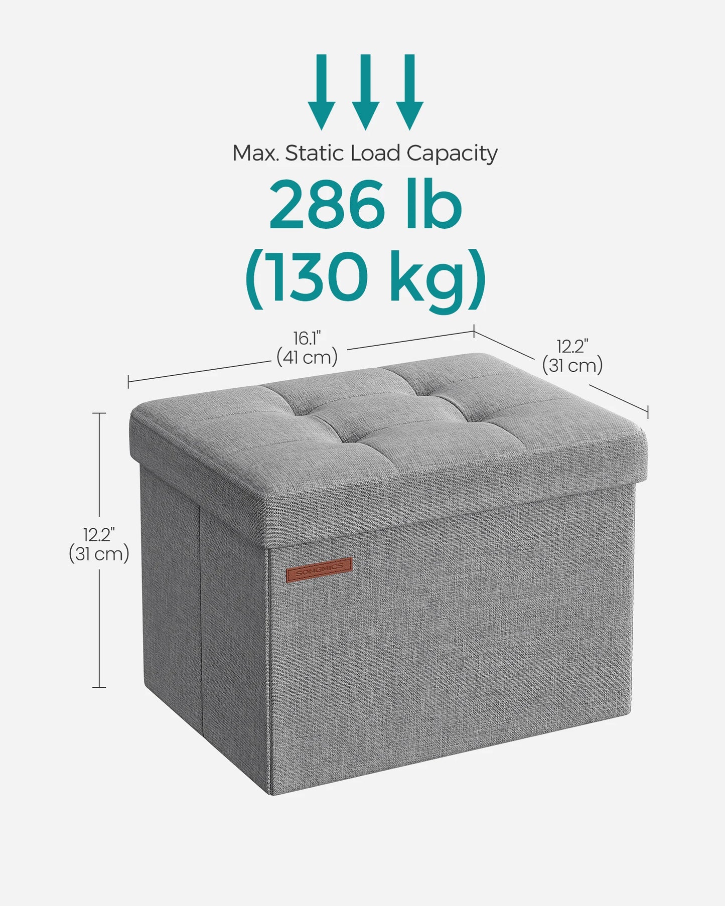 Songmics Small Folding Storage Ottoman Foot Rest Stool