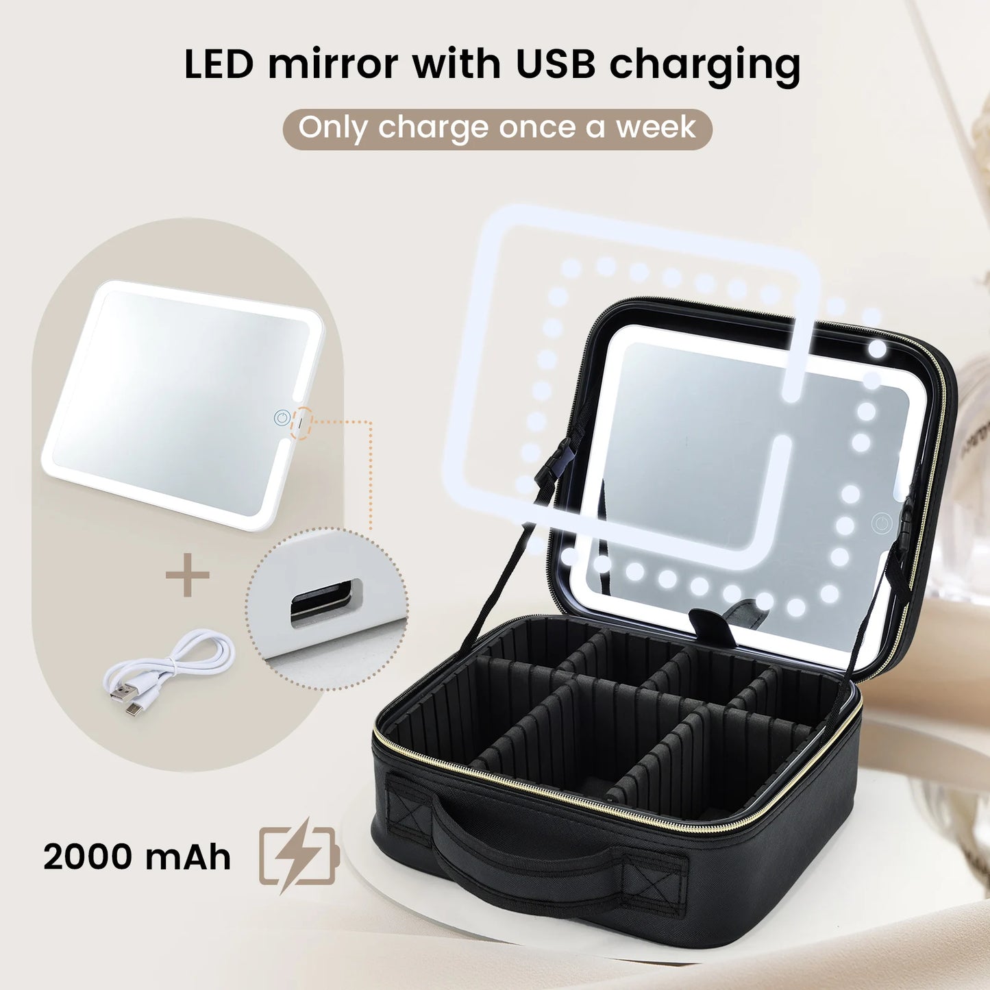 Makeup Bag With Vanity Mirror With Lights