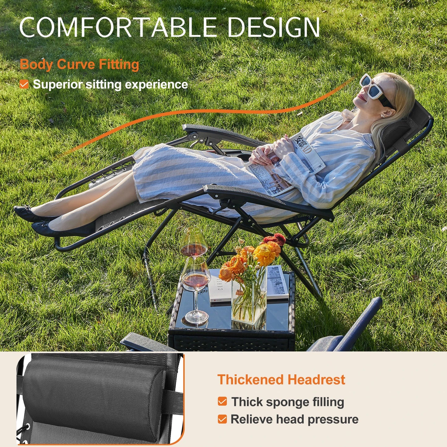 JHK Zero Gravity Recliner Set of 2 Cup Holder Trays