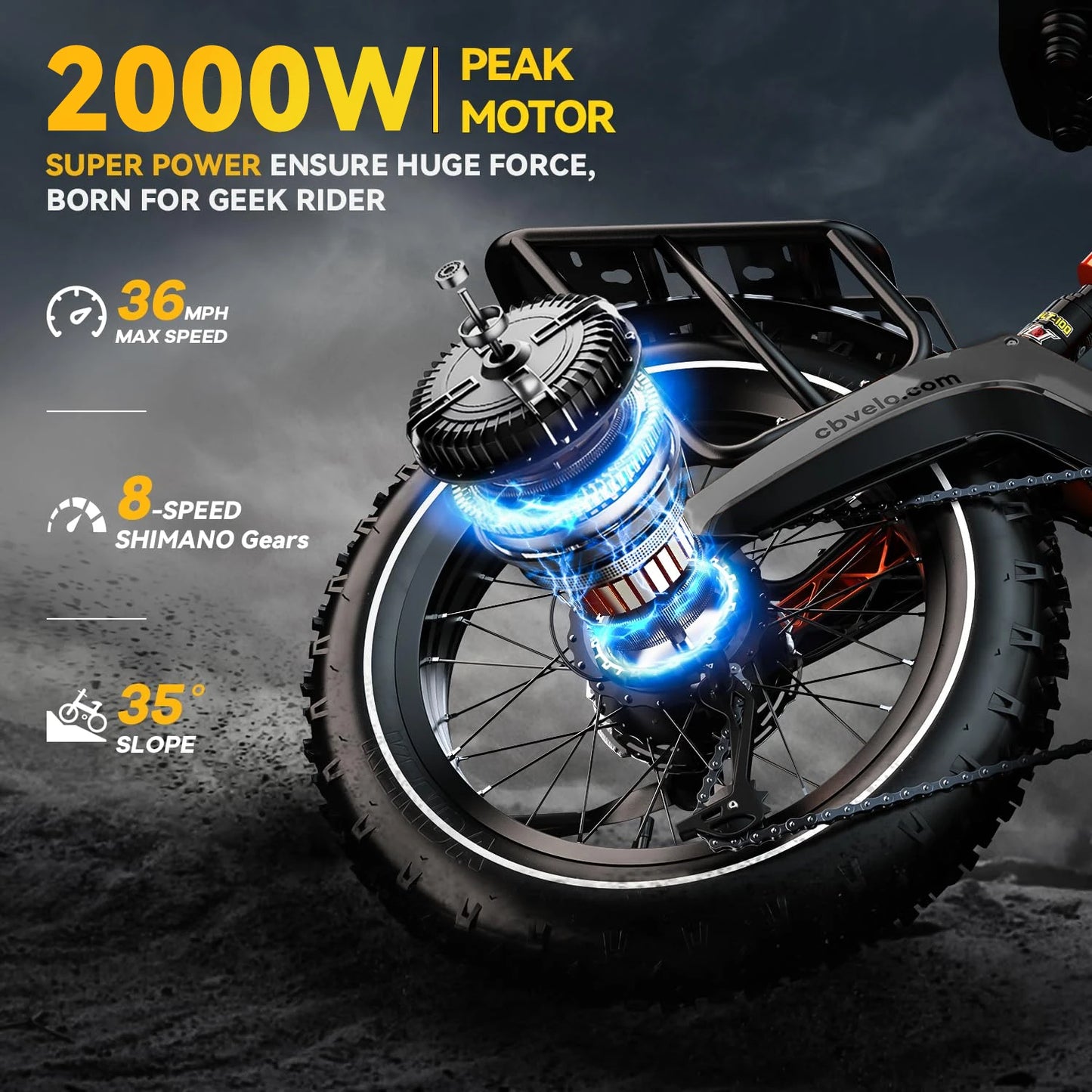 Foldable 1000W Electric Fat Tire Bike Removable 48V Battery
