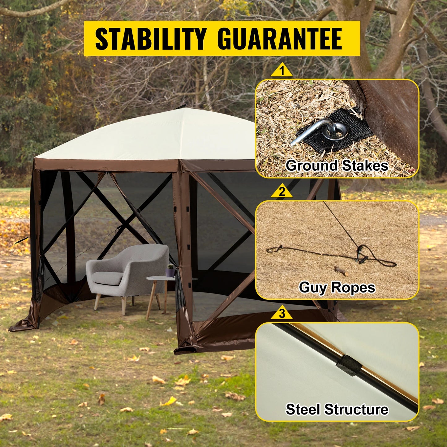 SucceBuy Pop Up Camping Gazebo 12x12 Shelter Canopy Tent