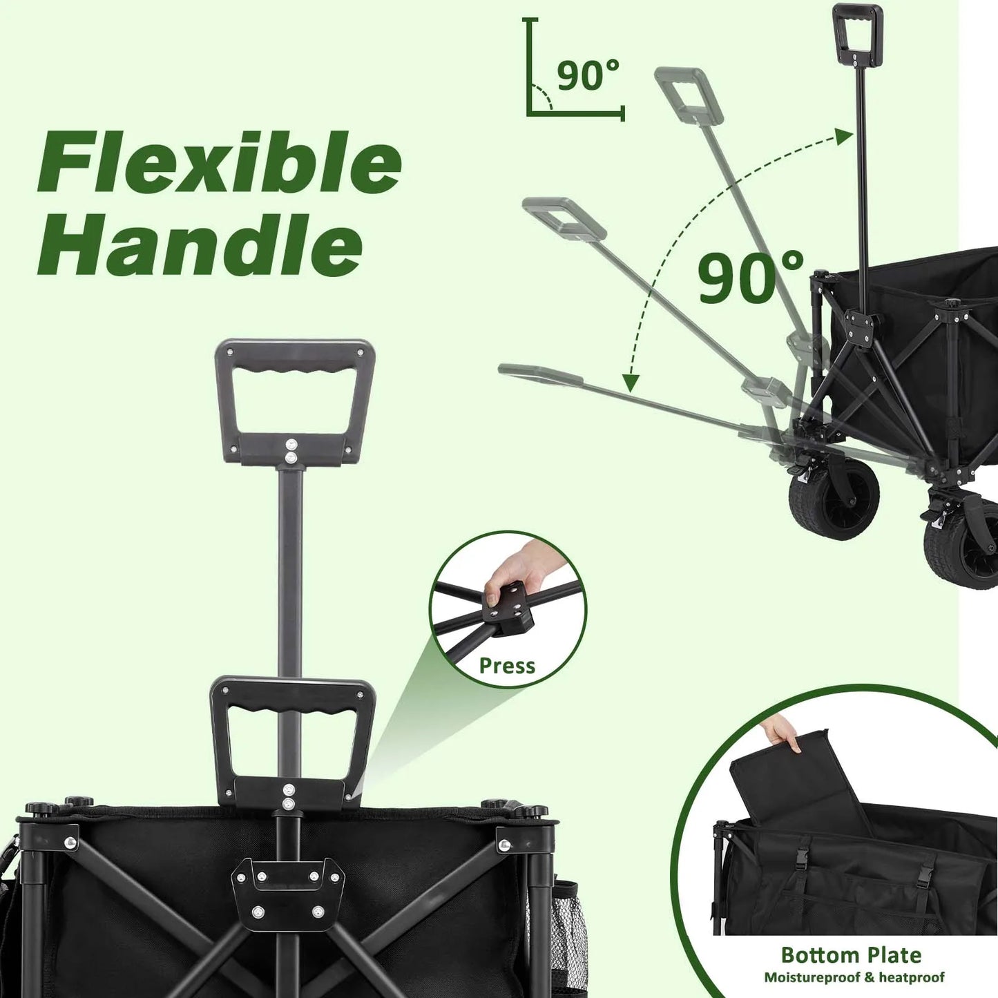 Tomshoo Collapsible Folding Wagon Cart Portable Large Capacity Camping Wagon All Terrain Foldable Wagon Heavy Duty Utility Wagon