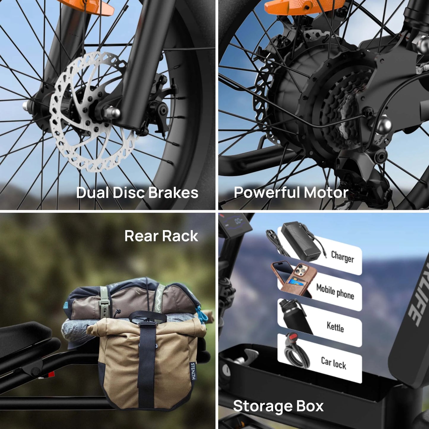 Peak 1500W Electric Mountain Bike Removable 48V Battery