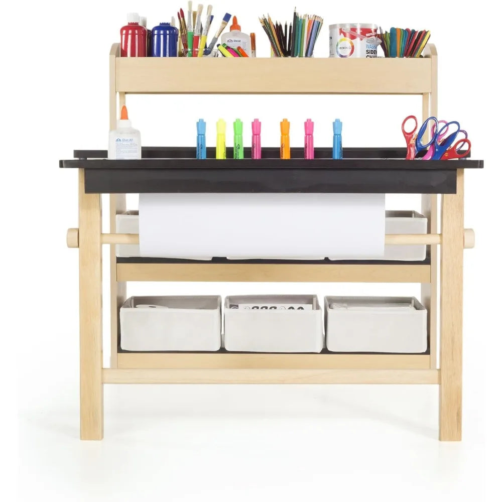 Art and Craft Children's Desk and Chair, Equipped with Storage Shelves, Boxes, Preschool, Activity Children's Desk
