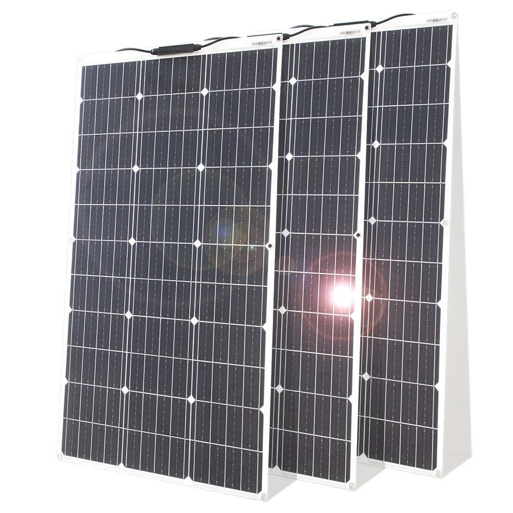 12V Flexible Solar Panel Kit 100W 200W Monocrystalline Waterproof Solar Charger with Controller for RV Camping Outdoor