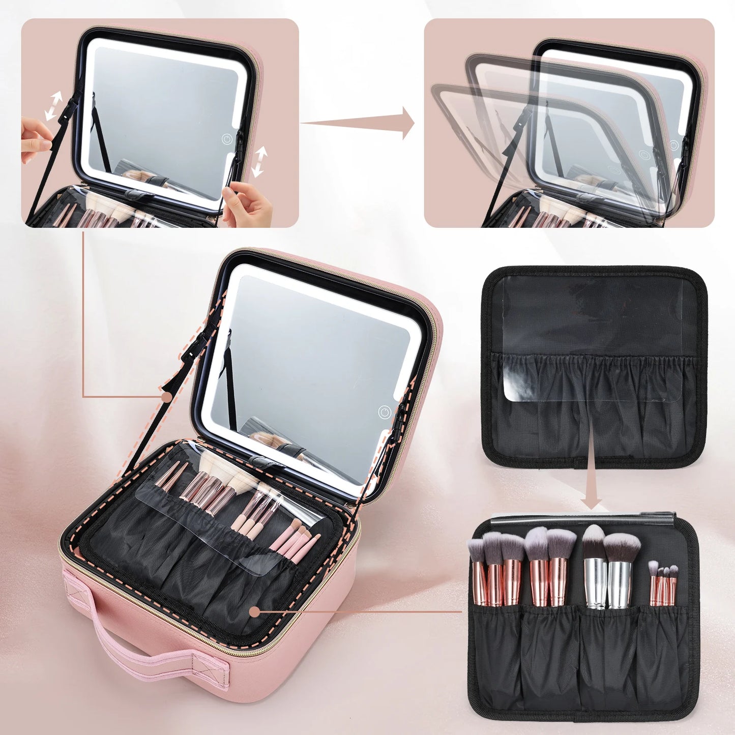 Makeup Bag With Vanity Mirror With Lights