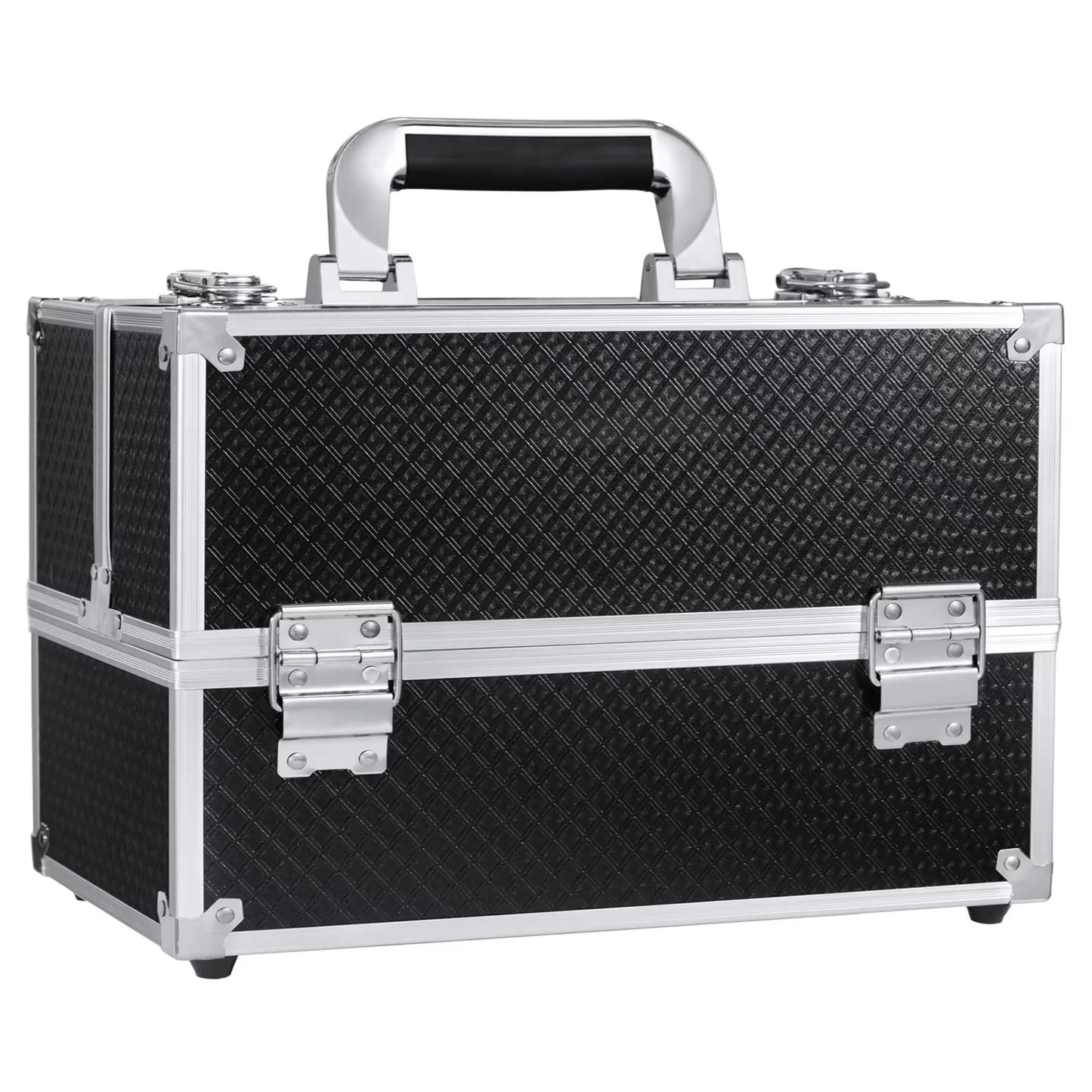 Professional Nail Suitcase Travel Portable Large Capacity Manicure Makeup Case with 6 Trays and Keys for Makeup Artists