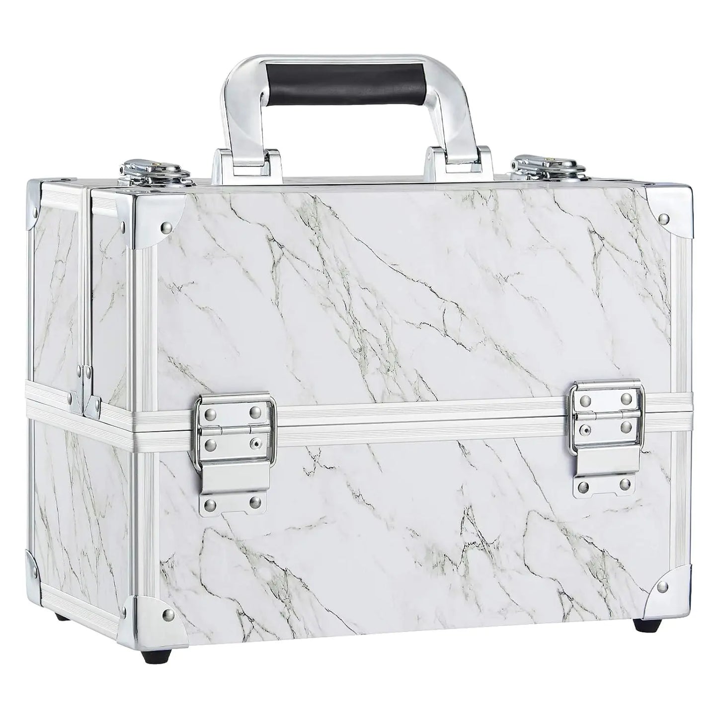 Professional Nail Suitcase Travel Portable Large Capacity Manicure Makeup Case with 6 Trays and Keys for Makeup Artists