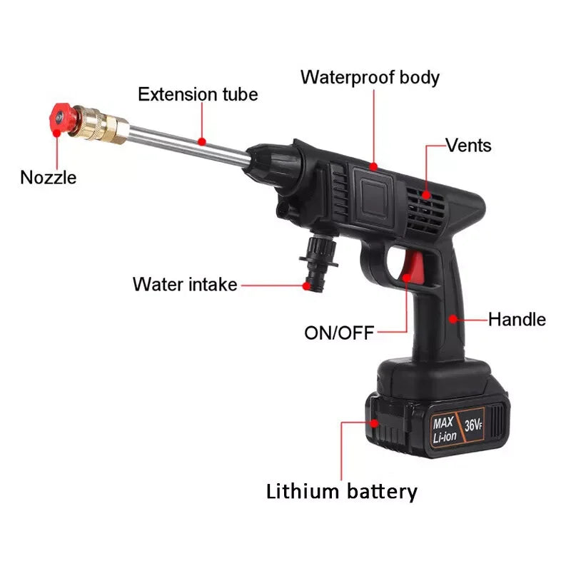 Cordless Electric High Pressure Water Spray Gun Car Washer