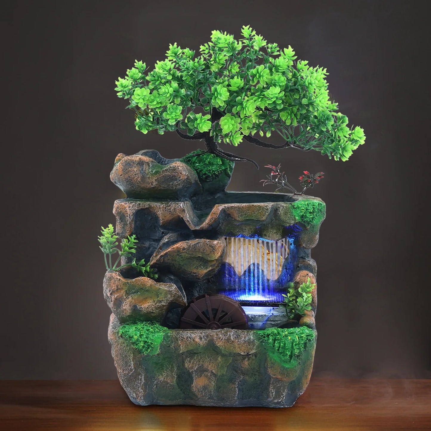 Indoor Room Fountain With Color Changing LED Lighting