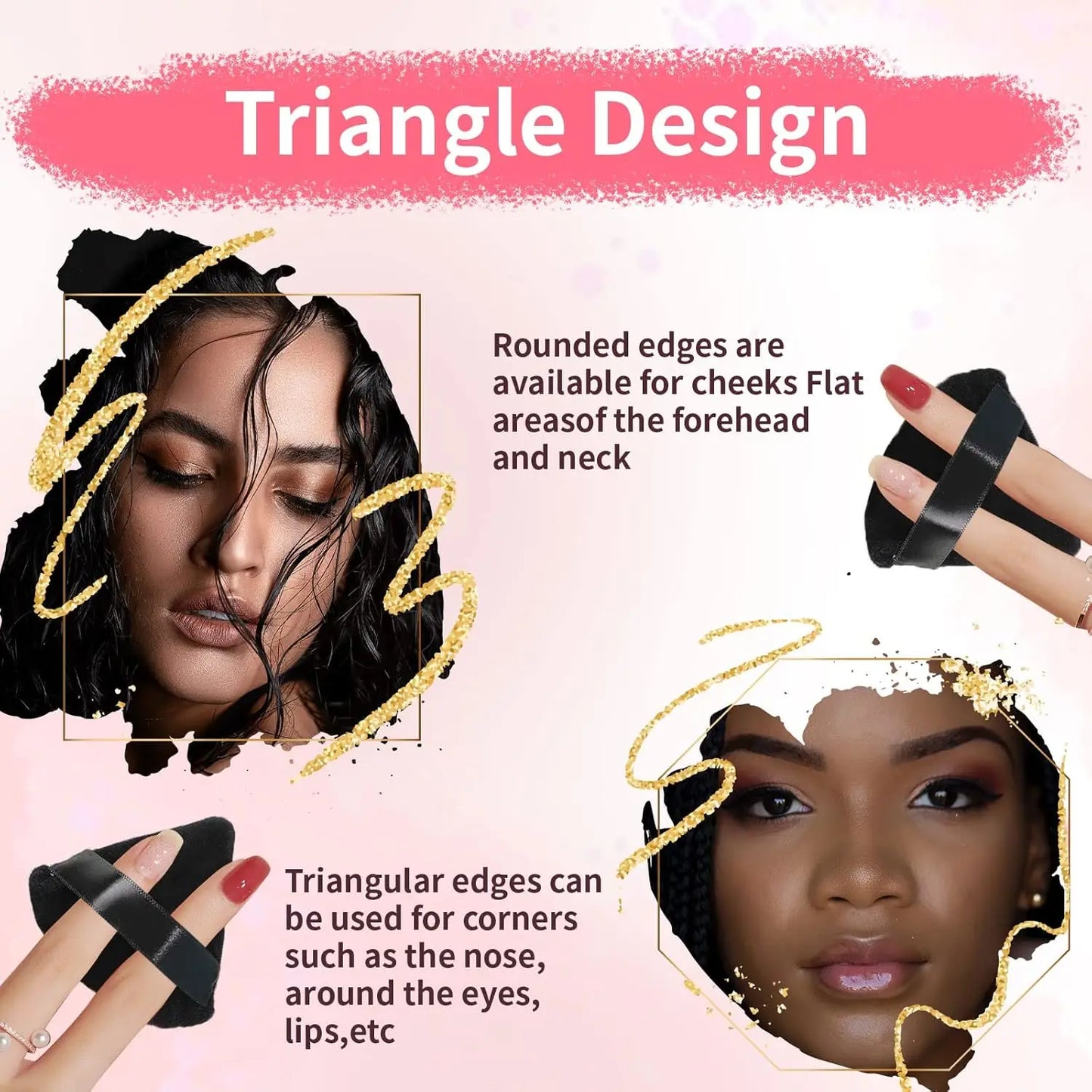 150 Pcs Powder Puff Face Soft Triangle Makeup Puff