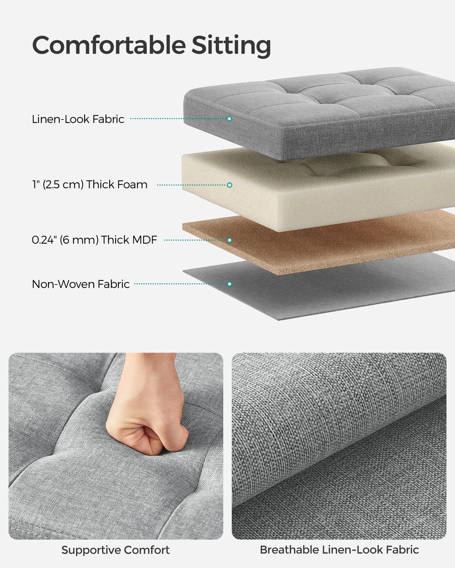 Songmics Small Folding Storage Ottoman Foot Rest Stool