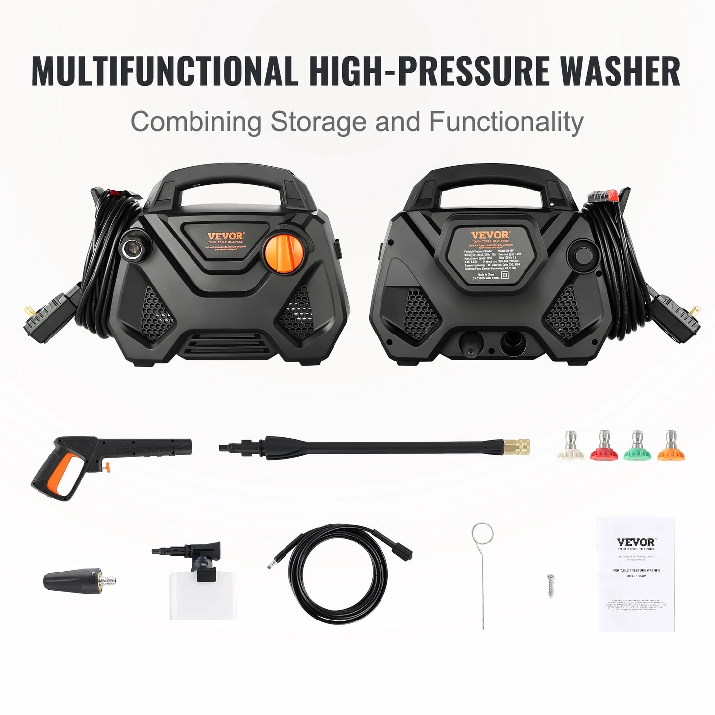 SucceBuy Electric 2150 PSI 1.85 GPM Foam Cannon 5 Nozzles