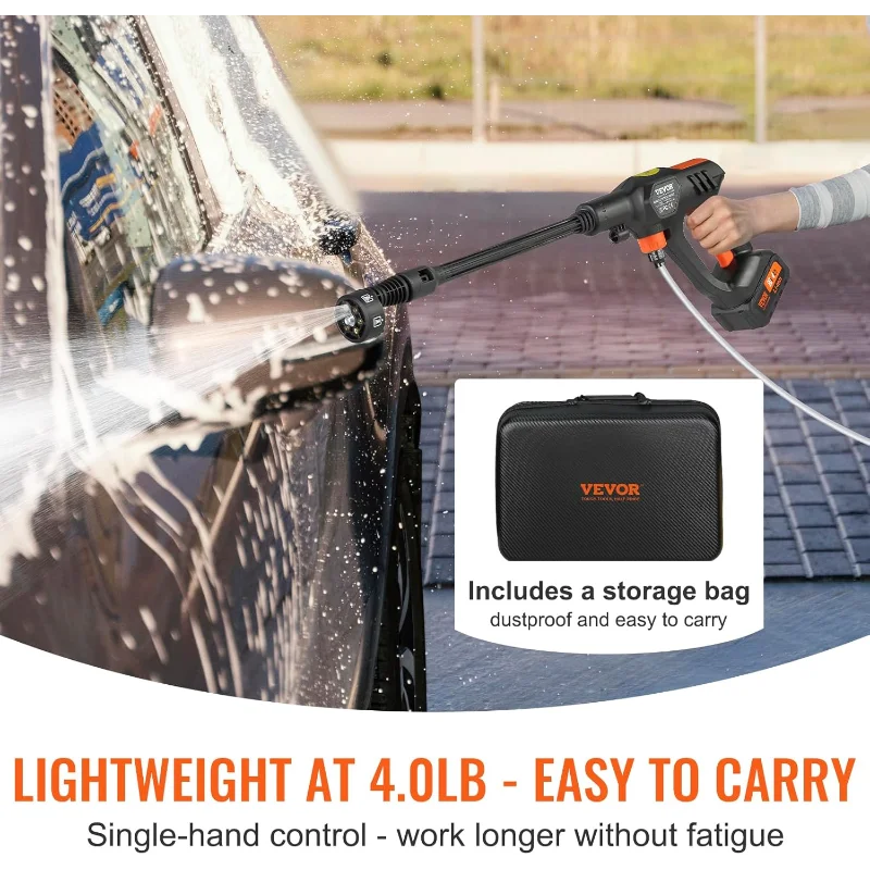 Cordless Pressure Washer 652 PSI 1.1 GPM Portable Car Wash