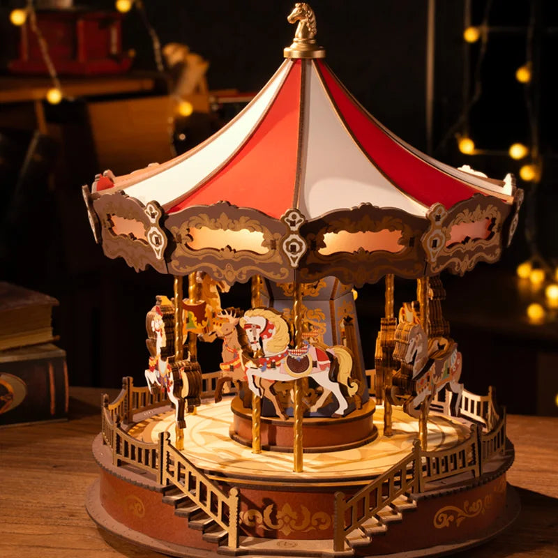 Robotime Rolife Classic Carousel Music Boxes Easy Assemble