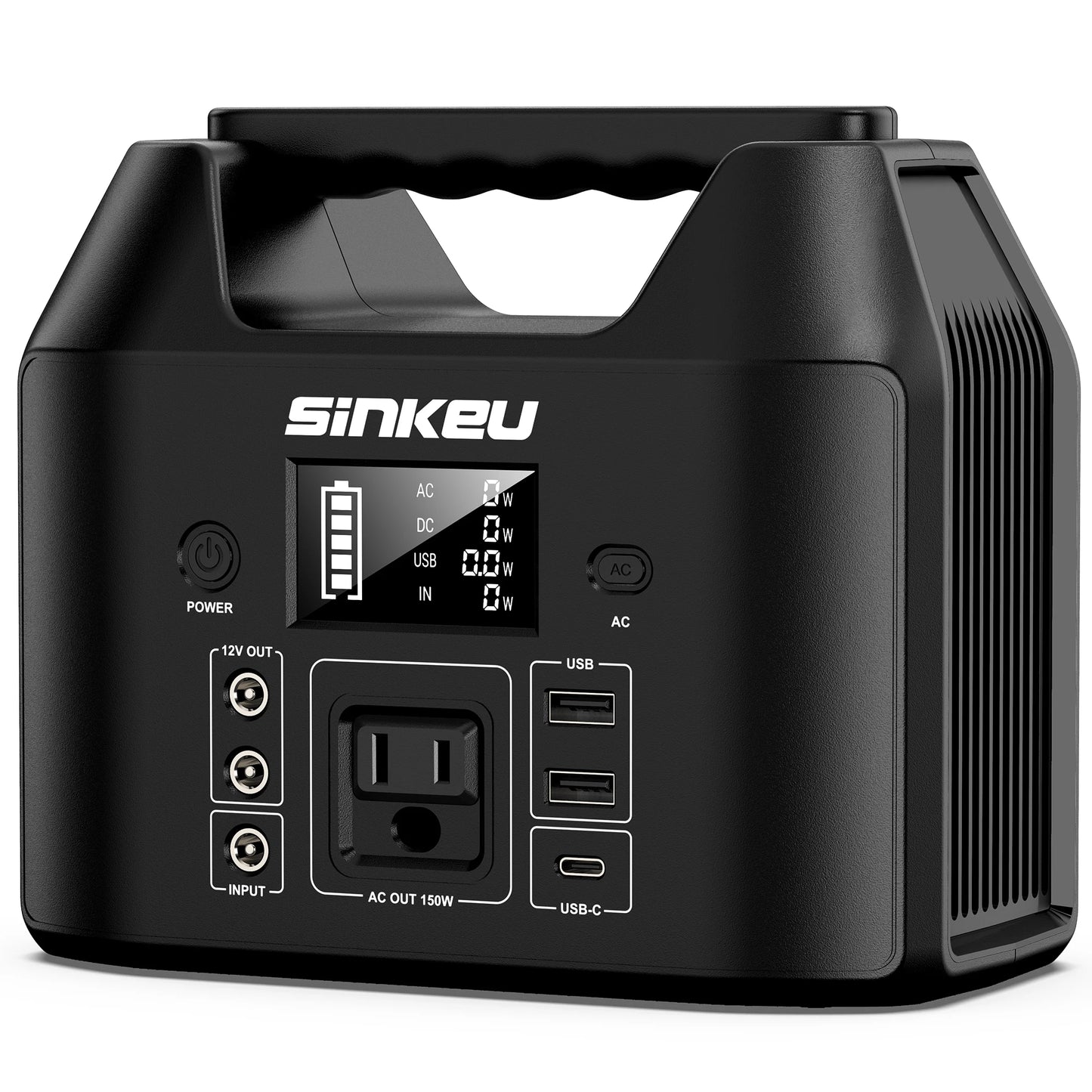 150W Portable Power Station with 122.8Wh LiFePO4 Battery Solar Generator Power Bank AC 110V and LED Flashlight for Camping Home and RV