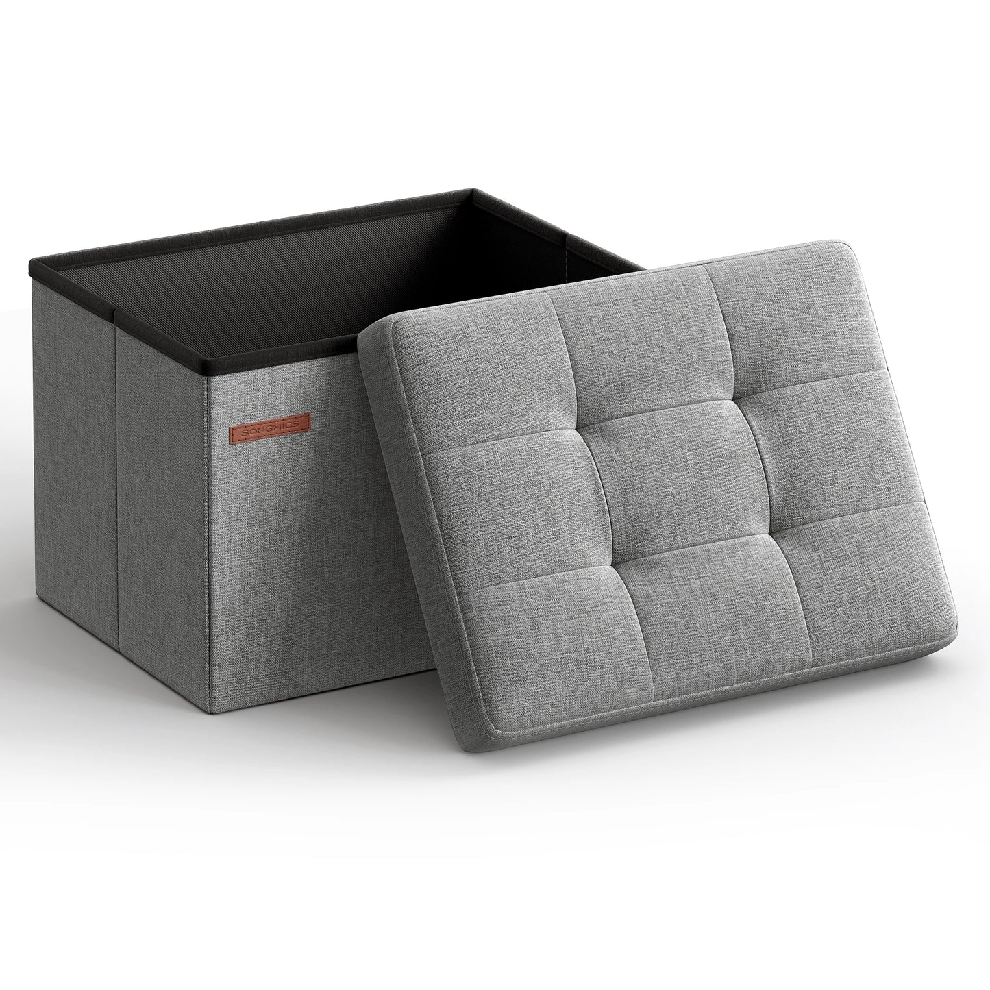 Songmics Small Folding Storage Ottoman Foot Rest Stool