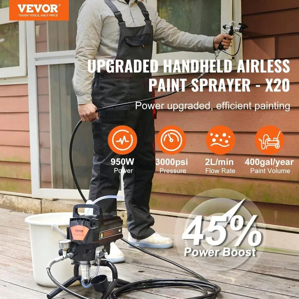 950W Electric Airless Paint Sprayer 3000 PSI Fine Finish
