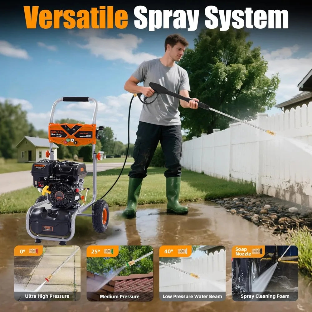 Gas Pressure Washer 3500 PSI 2.3 GPM Heavy Duty 7HP Engine