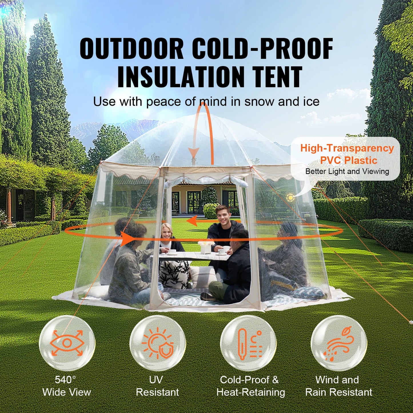 Instant Pop Up Clear Bubble Weatherproof Tent 4 To 8 People