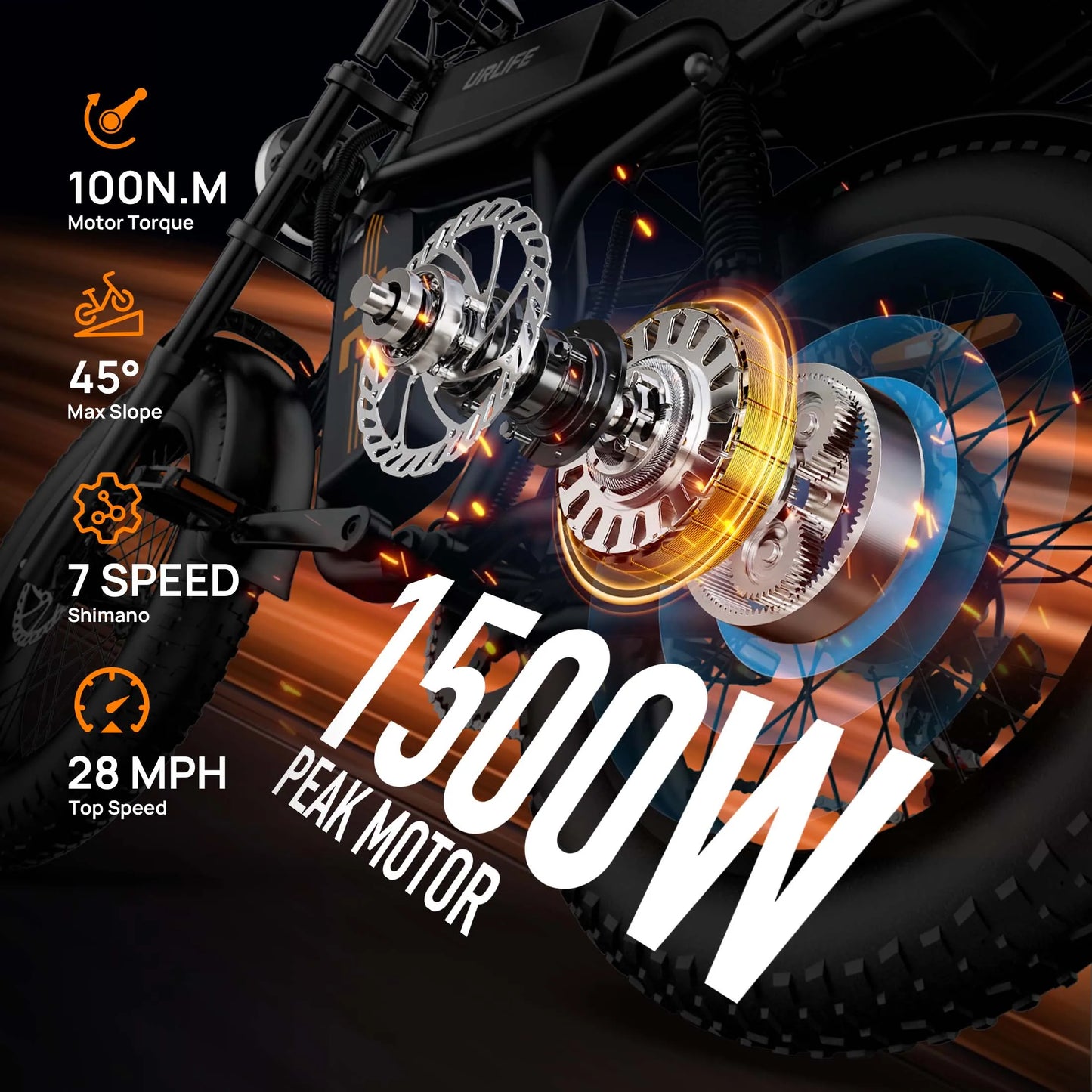 Peak 1500W Electric Mountain Bike Removable 48V Battery