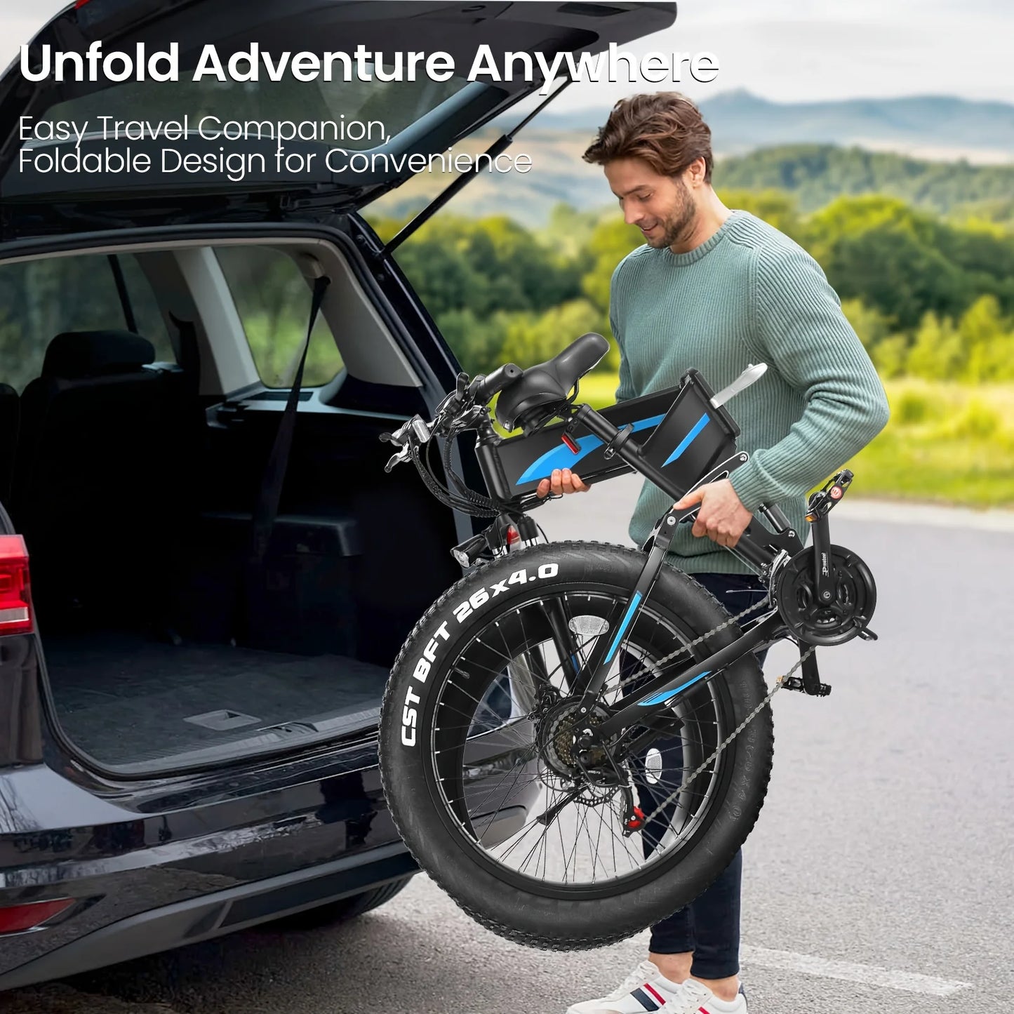 Fat Tire 26 Inch Foldable Electric Bike 500W Brushless Motor